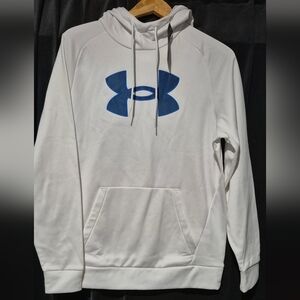 Under Armour Men's White Sweater with Blue Emblem